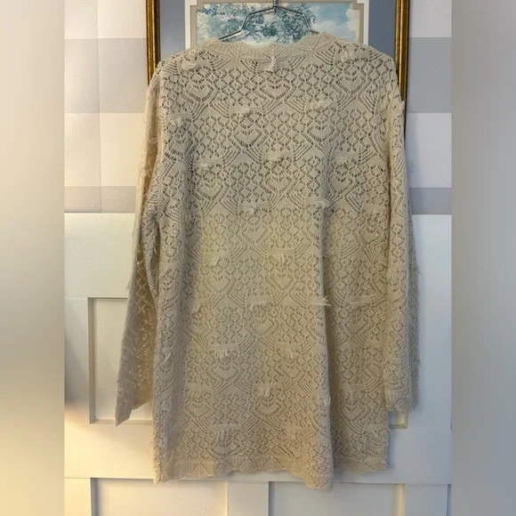 Zara Cream Lace Knit Top Size Small - Picture 3 of 9